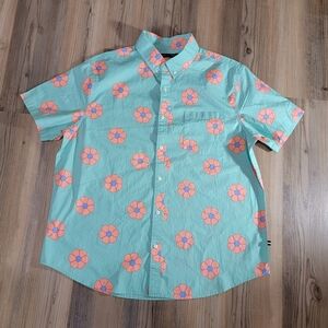 Edgar Ash Men’s XL Green W/ Floral Print Button Down Shirt